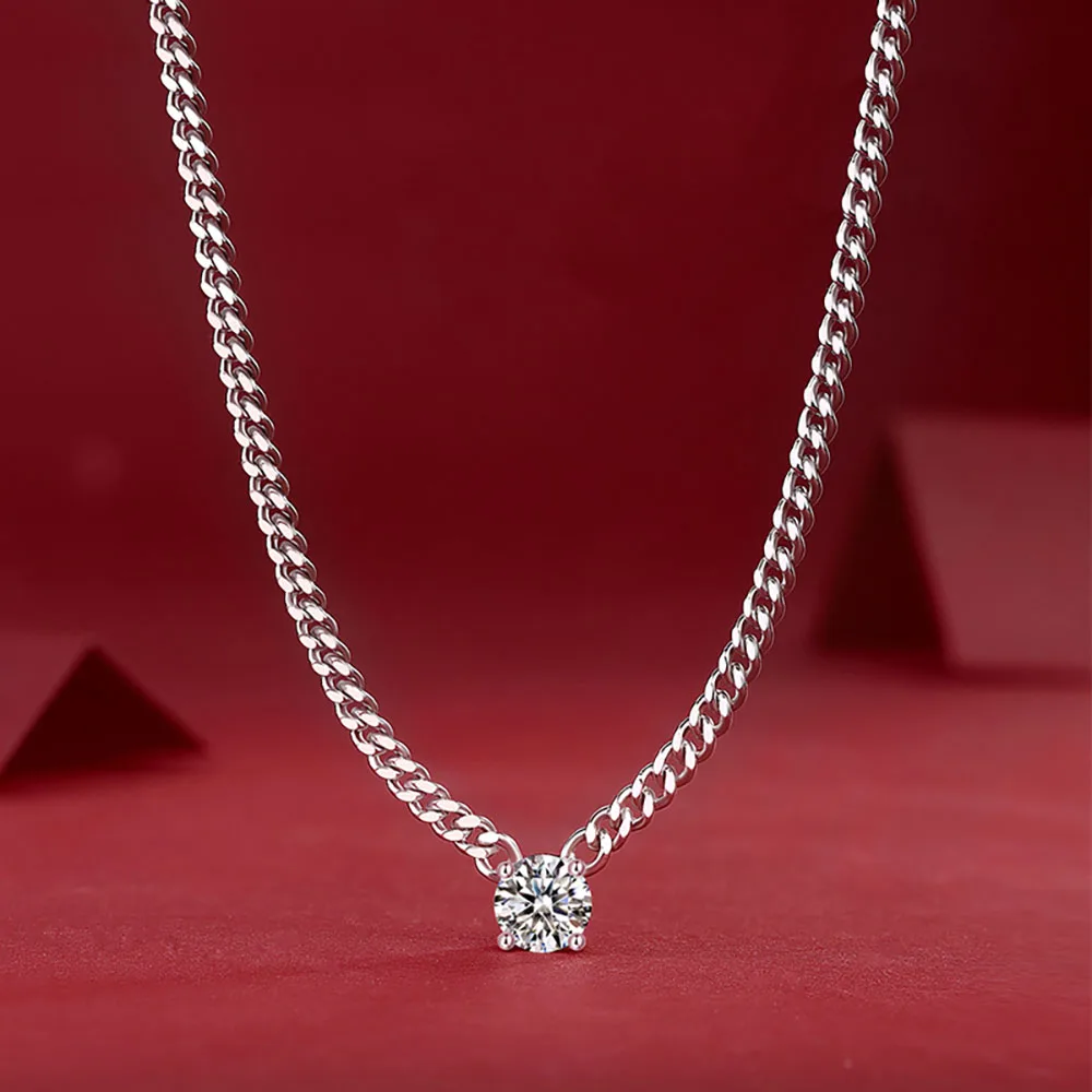 Serenity Day 49Cm Catena Cubana D Color 1 Carato Collana Moissanite S925 Argento Sterling Placcato 18K Gioielli In Oro Bianco All'Ingrosso
