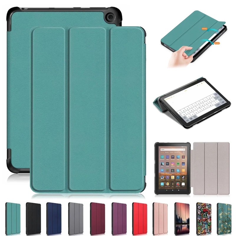 Per Fire Hd 8 2022 Custodia 8 "Custodia Intelligente In Pelle Magnetica A Tre Ante Per Fire Hd 8 Case 2022 Fire Hd8 Plus 2022 Cover 12Th Gen