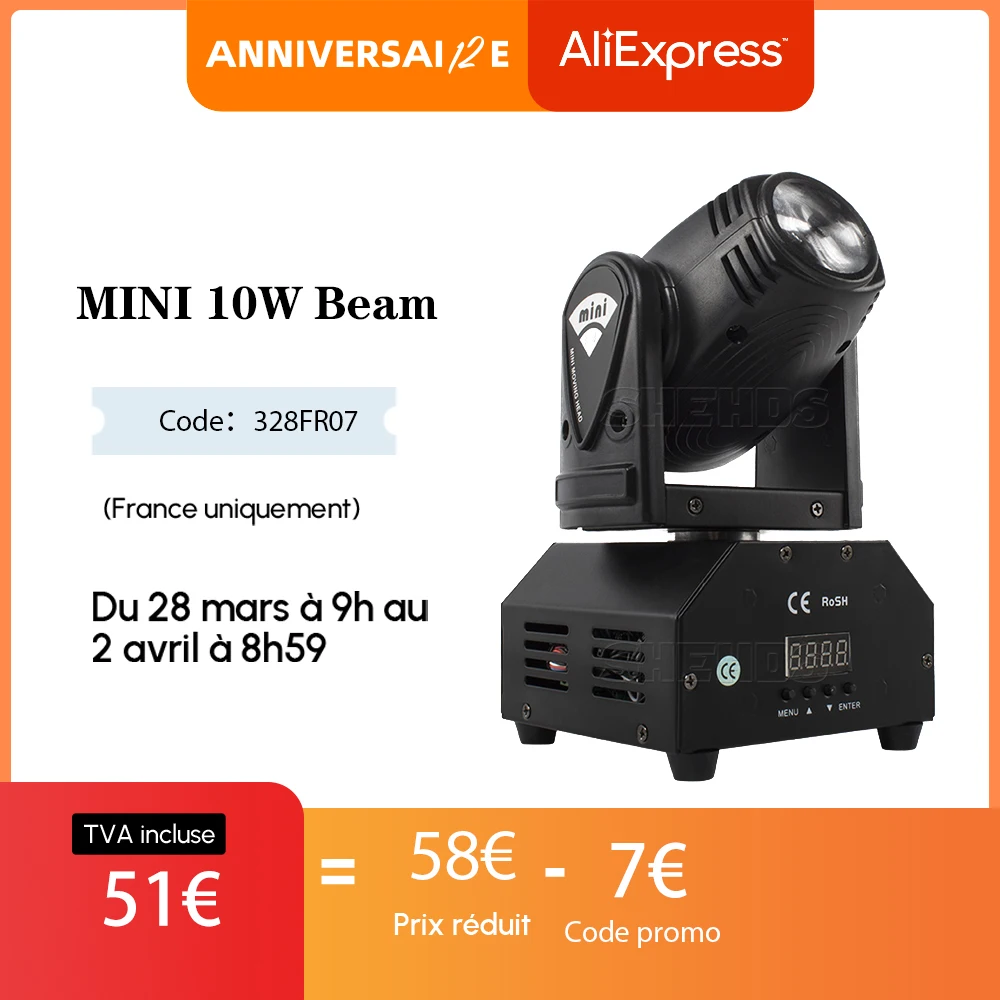 Vendita Calda Mini Led 10W Spot Beam Moving Head Light Lyre Dmx512 Stage Light Stroboscope Per Home Entertainment Stage Professionale