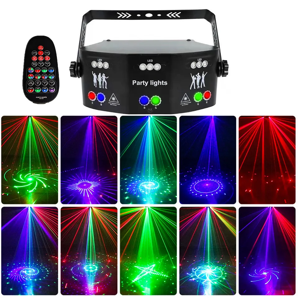 15 Eye Beam Laser Led Lights Proiettore Rgb Dmx Dj Disco Lighting Strobe Sound Controller Music Stage Party Lights Effect Club