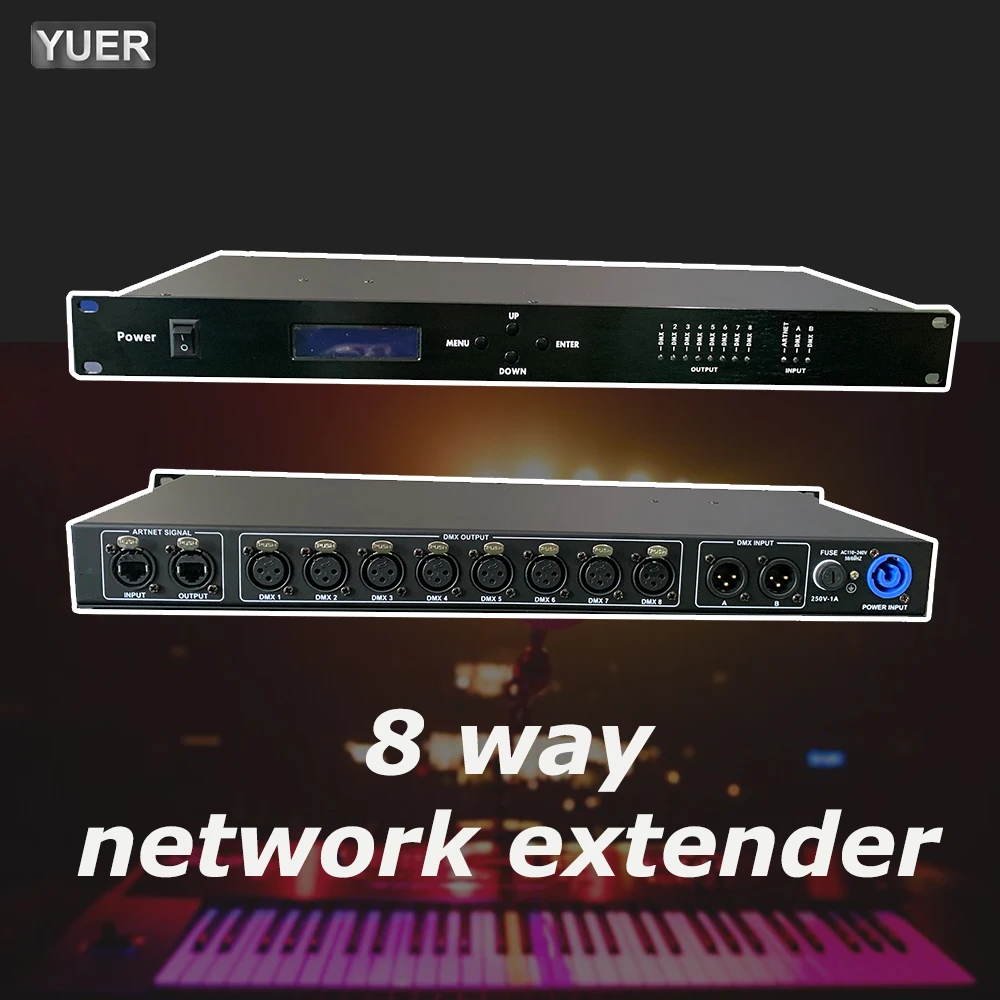 Nuovo Artnet Dmx 8 Ways Network Extender Output 8X512 4096 Canali Per Satge Dj Light Contro Artnet A Dmx Node Dj Disco Stage