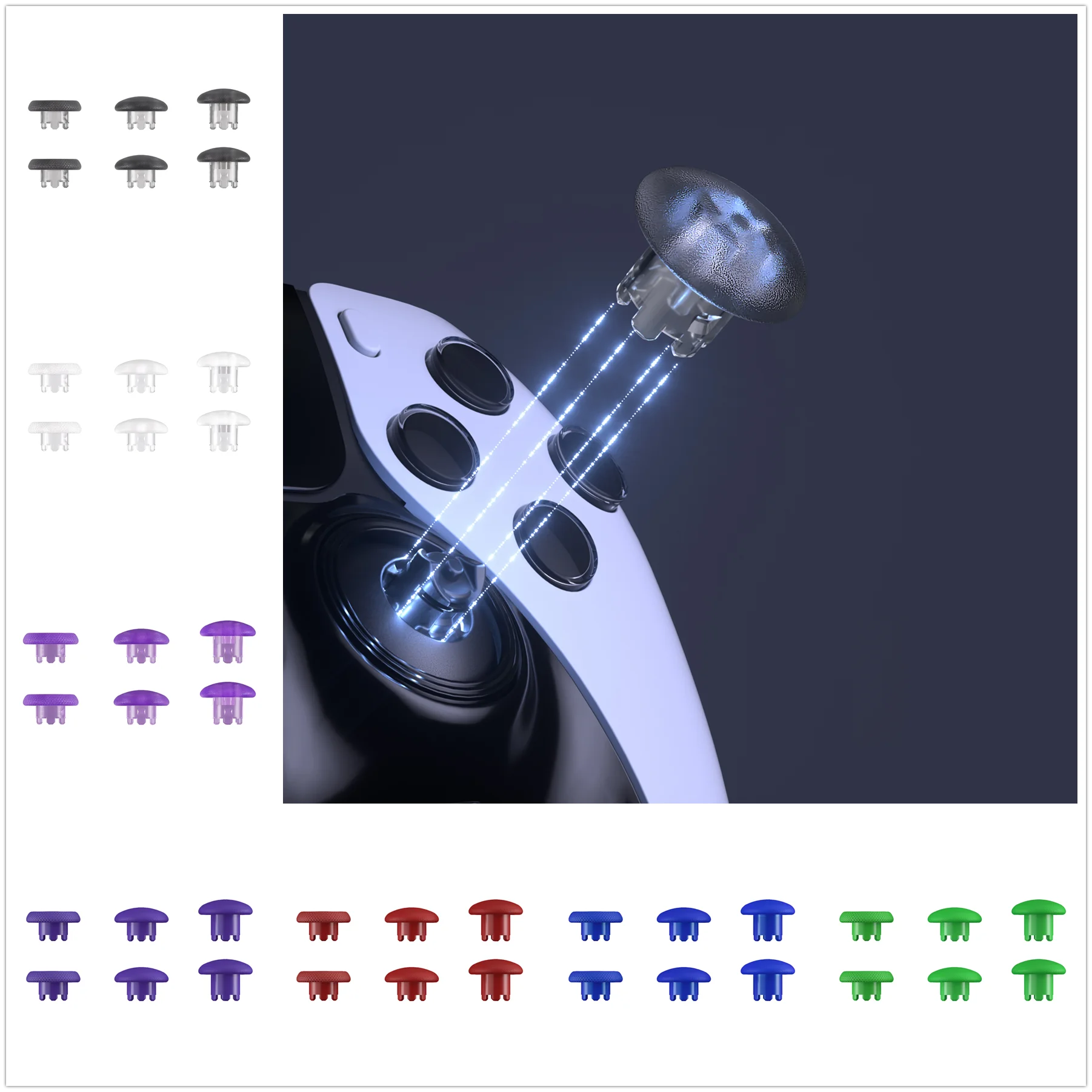 Thumbsticks Intercambiabili Di Ricambio Extremerate Per Controller Edge Ps5, Pulsanti Joystick Stick Analogici-Serie Trasparente E Singola