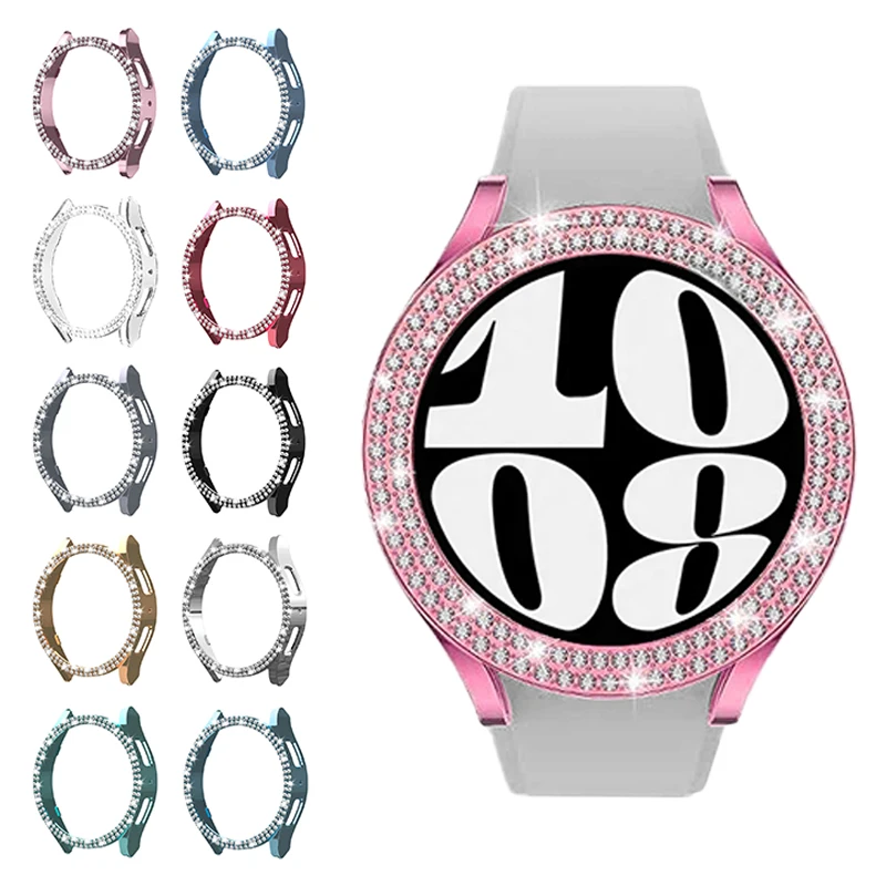 Custodia Bling Per Samsung Galaxy Watch 6 44Mm 40Mm Pc Hollow Frame Protettivo Doppio Diamante Per Galaxy Watch 6 40Mm 44Mm Cover