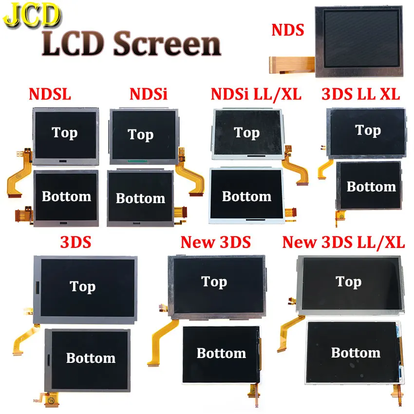 Jcd Top Inferiore/Superiore Inferiore Lcd Screen Display Per Nintend Ds Lite Per Ndsl/Nds Per Ndsi Per Nuovo 3Ds Xl Ll