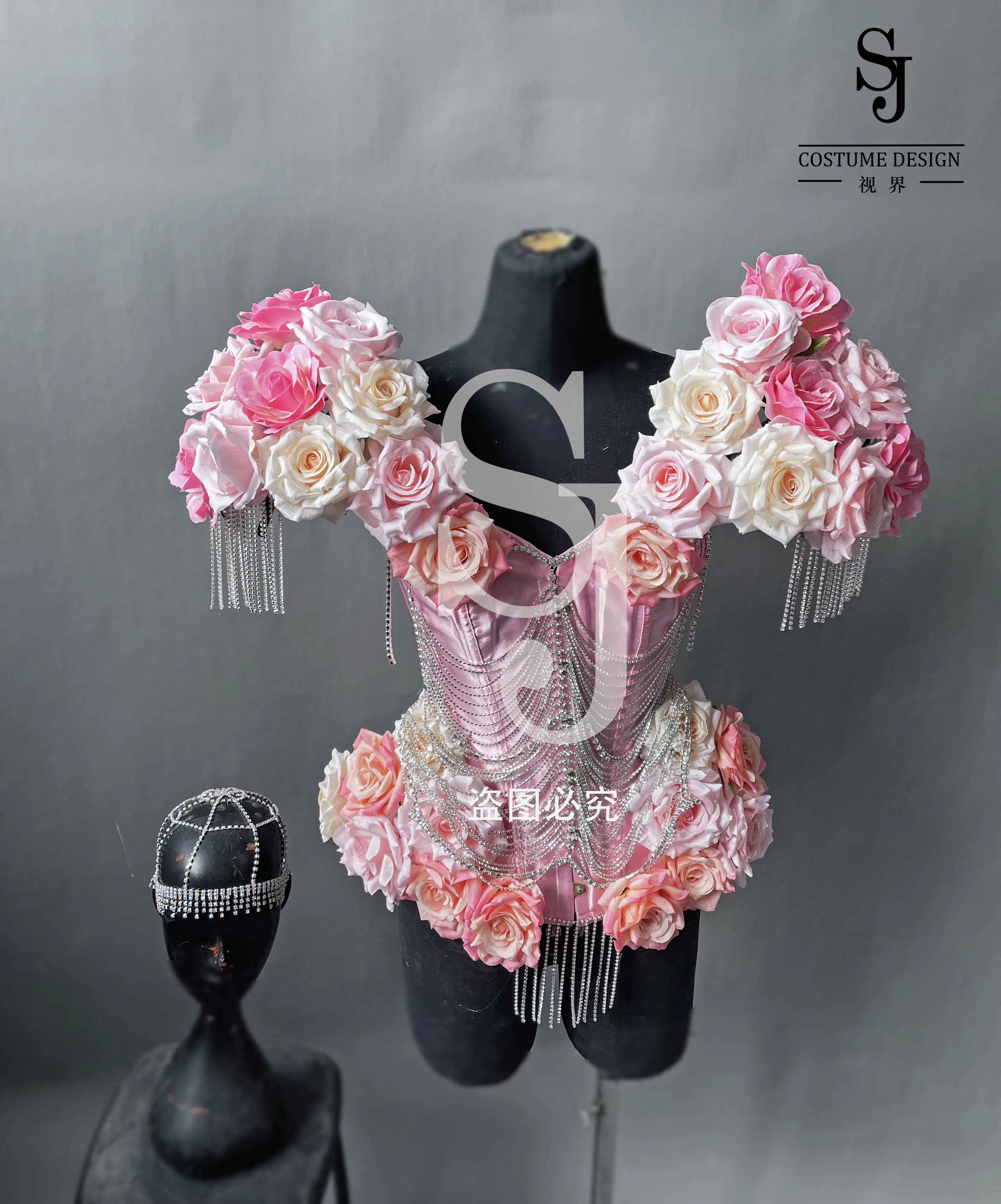 New Flower Fairy Body Lovely Flowers Feather Cosplay Costume Women Party Girl Milano Fashion Week Stage Show Wear Multi Color