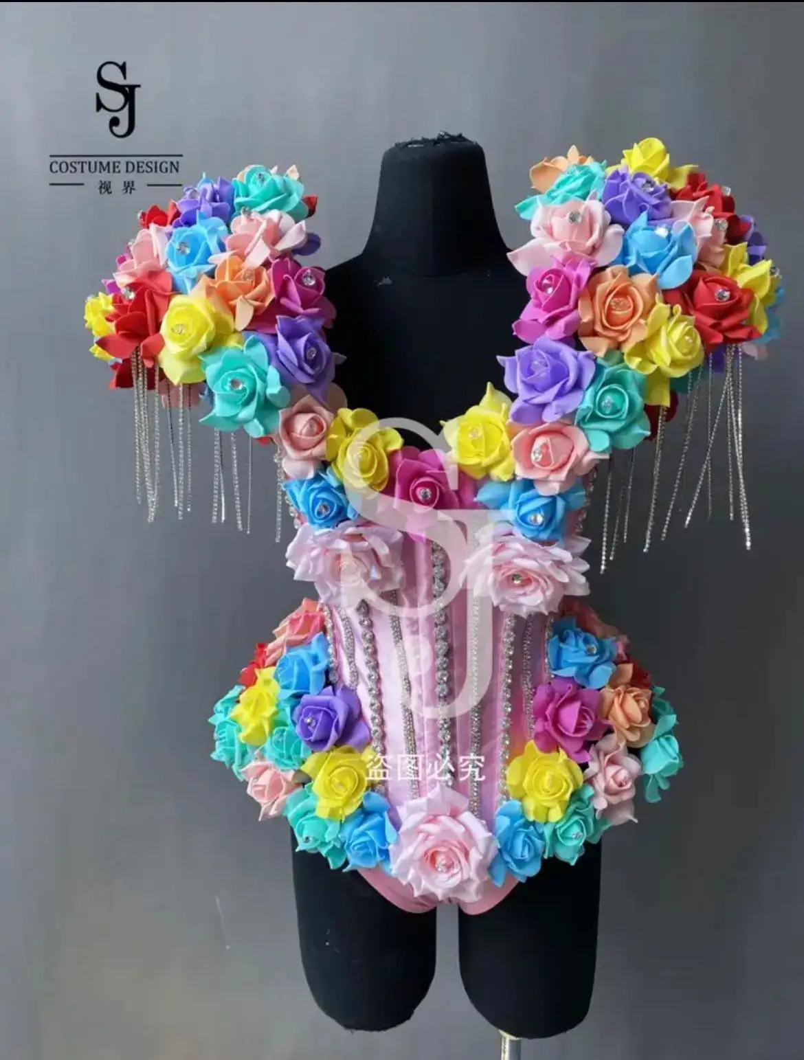 Flower Fairy Body Lovely Flowers Feather Cosplay Costume Women Party Girl Milano Fashion Week Stage Show Wear Set