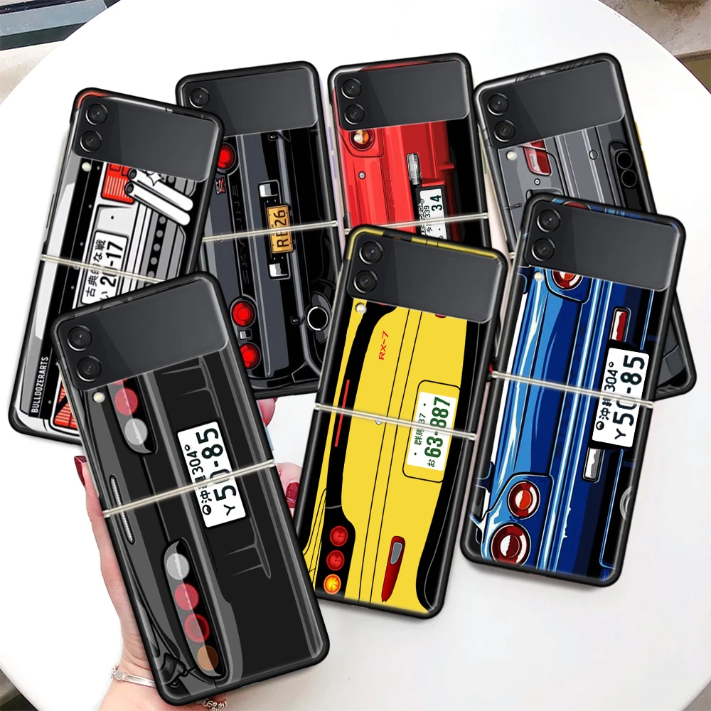 Japan Anime Initial D Car Taillight Coque Phone Case Per Samsung Galaxy Z Flip 4 3 5G Black Hard Cover Zflip 3 4 Luxury Shockpro