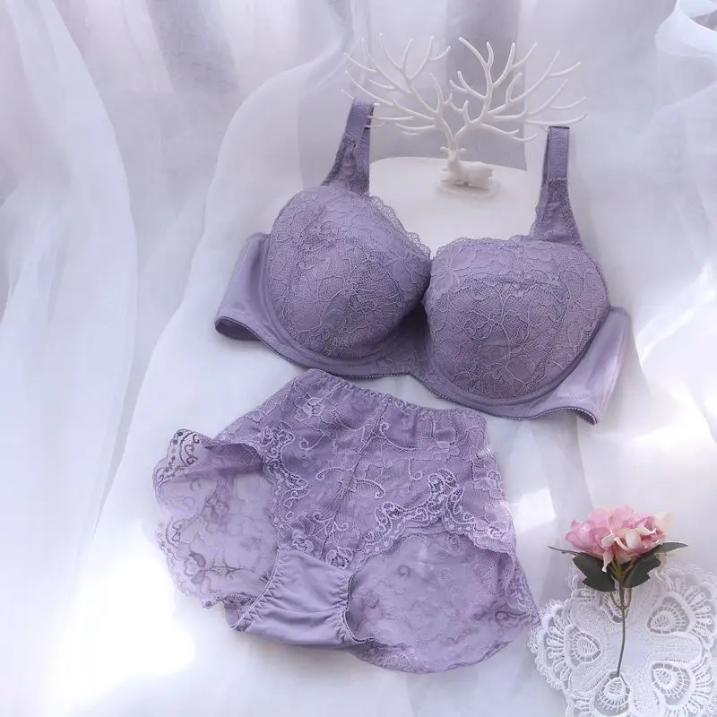 New Wome Sexy Lace Push Up Bra Sexy Lace Bra Set Plus Size Ricamo Lingerie Set 75 80 85 90 95 100 105 110 B C D E F G H Bh