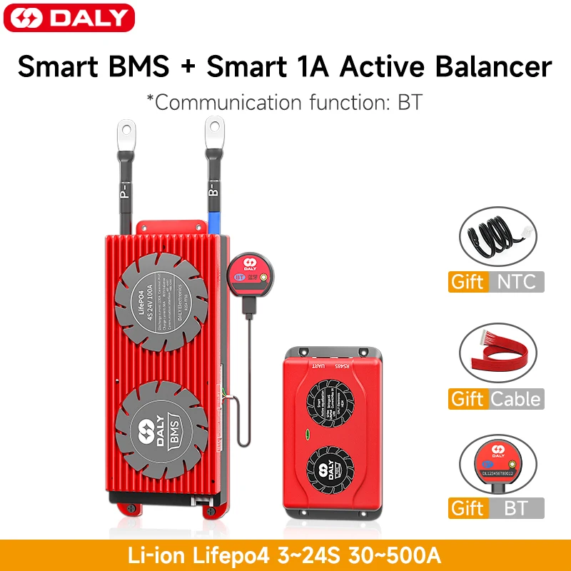 Daly Smart Lifepo4 Bms 1A Smart Active Balancer 3S 4S 12V 7S 24V 10S 36V 13S 16S 48V 80A 100A 120A 150A 200A 300A Batteria Agli Ioni Di Litio
