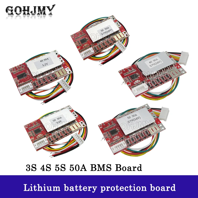 Scheda Bms 3S 4S 5S 50A/Scheda Di Protezione Batteria Al Litio 55A 3.7V/3.2V Ferro Fosfato/Batteria Lifepo4 Scheda Bms Con Bilanciamento