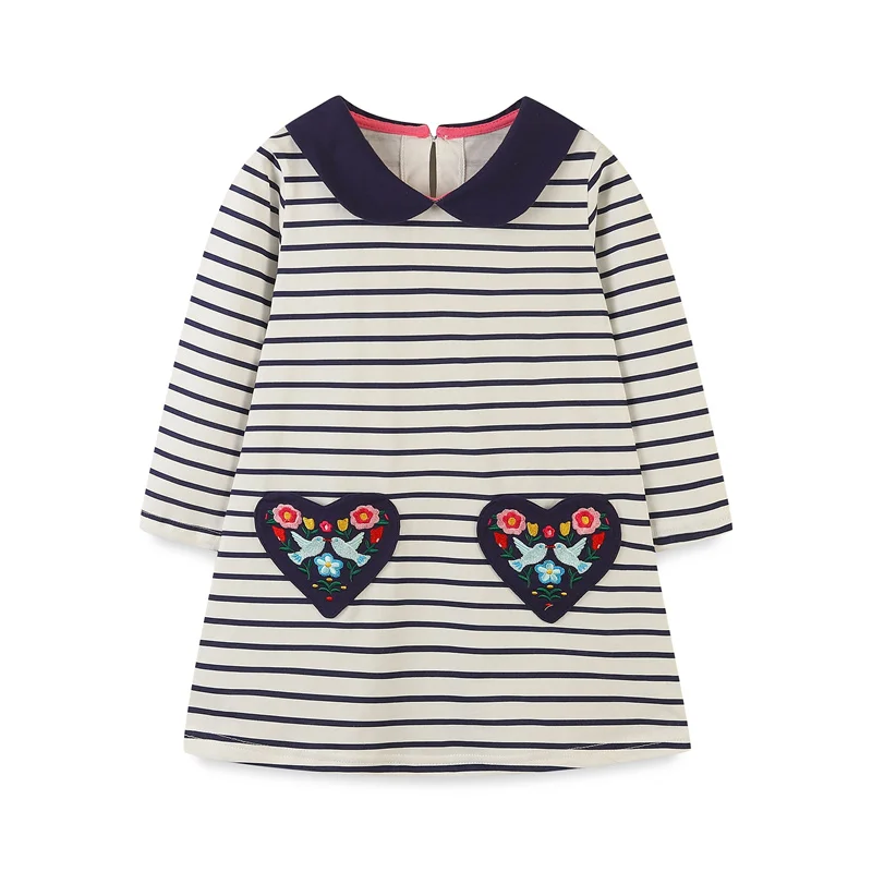 Jumping Meters 2-7T Nuovi Disegni Princess Girls Abiti Colletto A Righe Bambino Abbigliamento Per Bambini Abito Per Bambini A Figura Intera