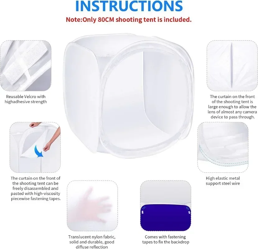 Photo Studio Shooting Tent Light Cube Diffusion Soft Box Kit Con Sfondo (Rosso Blu Scuro Nero Bianco) Per La Fotografia