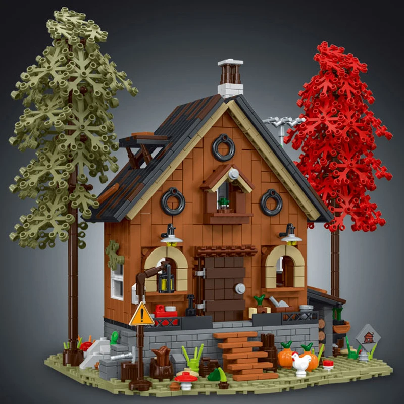 Forest Wood A-Frame Cabin 21338 House Building Blocks City Street View Kit Di Illuminazione Mattoni Giocattoli Per Regali Per Bambini