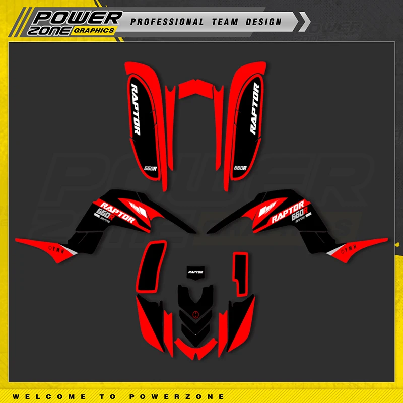 Powerzone Graphics Kit Sticker Decalcomanie Per Yamaha Raptor 660 Adesivo Moto Personalizza 003