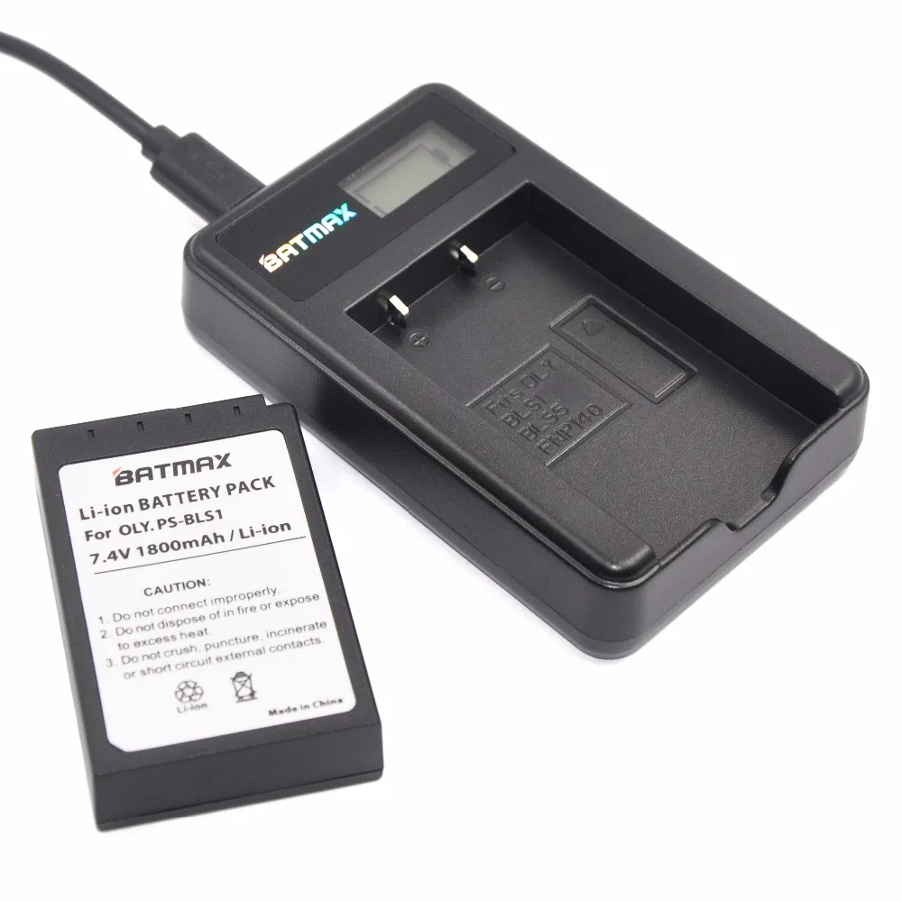 1 Pz Batmax Ps-Bls1 Batteria + Usb Lcd Caricabatterie Per Olympus E-400, E-, E-, E-450, E-, E-620, Pen E-P1 E, E-P2, E-P3, E-Pl1, E-Pl3