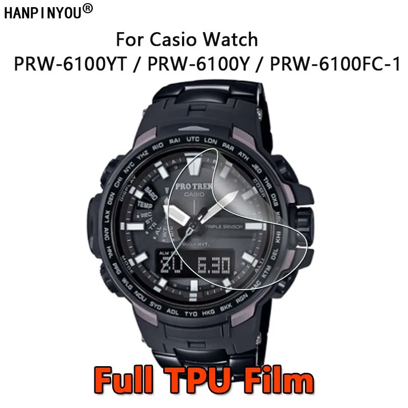 Per Casio Pro Trek Prw-6100 6100Y Prw-6100Yt Prw-6100Fc Pellicola Salvaschermo Trasparente A Copertura Totale In Idrogel-Vetro Non Temperato