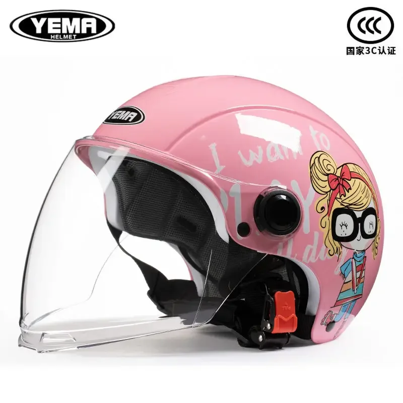 Yema Casco Per Bambini Moto Scooter Crash Helmet Boy And Girl Kid Lovely Winter Parasole Protezione Solare