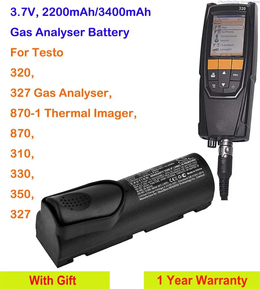 Orangeyu 2200Mah/3400Mah Analizzatore Di Gas Batteria Per Analizzatore Di Gas Testo 320, 327, 870-1 Termocamera, 870, 310, 330, 350, 327