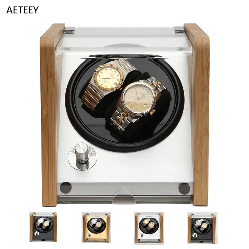 Profumato Bambù 2 Slot Orologio Avvolgitore Automatico Catena Scatola Orologio Scatola Display Scatole Antipolvere Per Orologi Rolex Panerai Di Alta Q