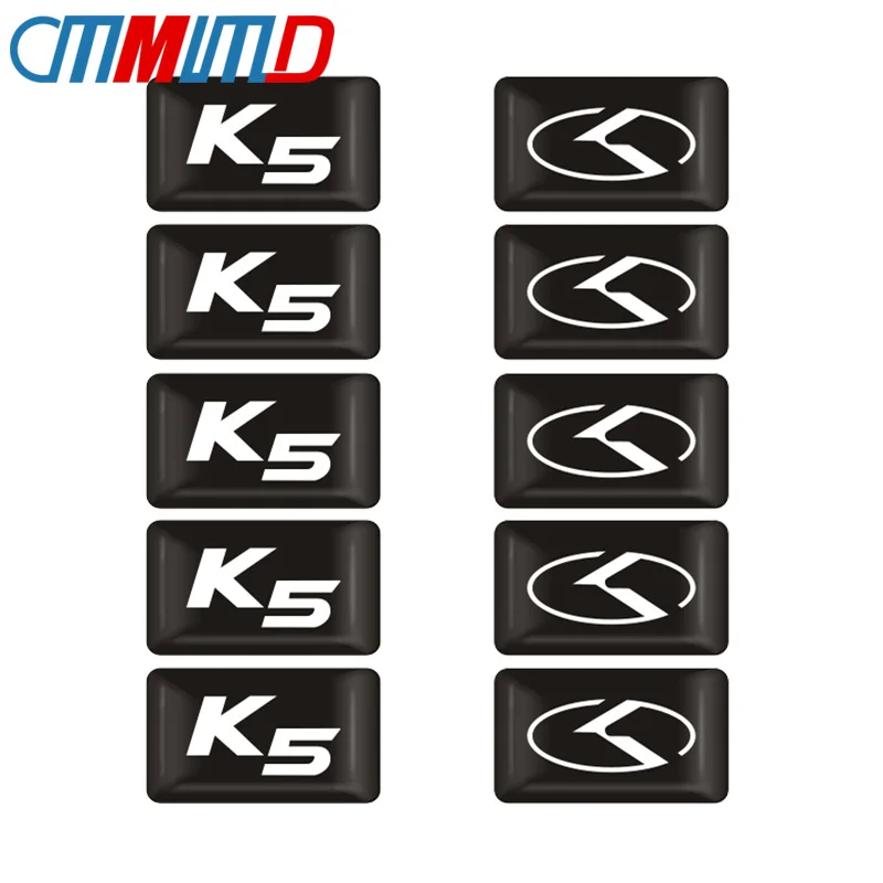 10Pcs Car Styling 3D Epoxy K5 Logo Decal Emblem Car Sticker Per Kia K2 K3 K5 K9 Sorento Sportage R Rio Soul Accessori Auto