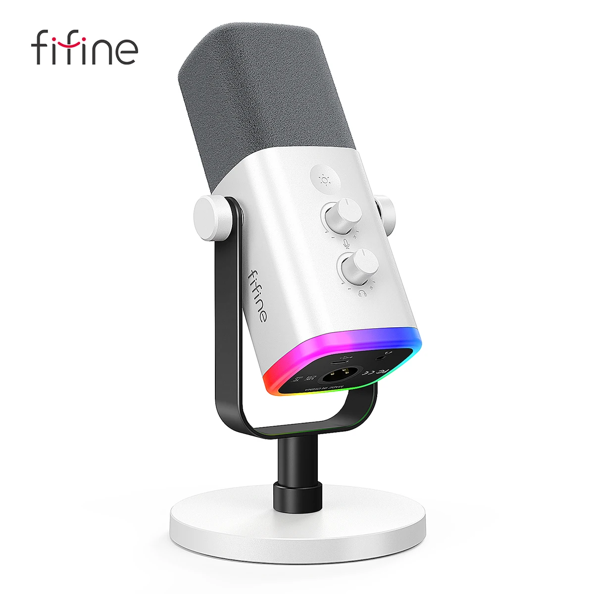 Microfono Dinamico Fifine Xlr/Usb Con Jack Per Cuffie/Rgb/Muto, Microfono Per La Registrazione Streaming Gaming Ps4/Ps5 Amplificatore Am8W