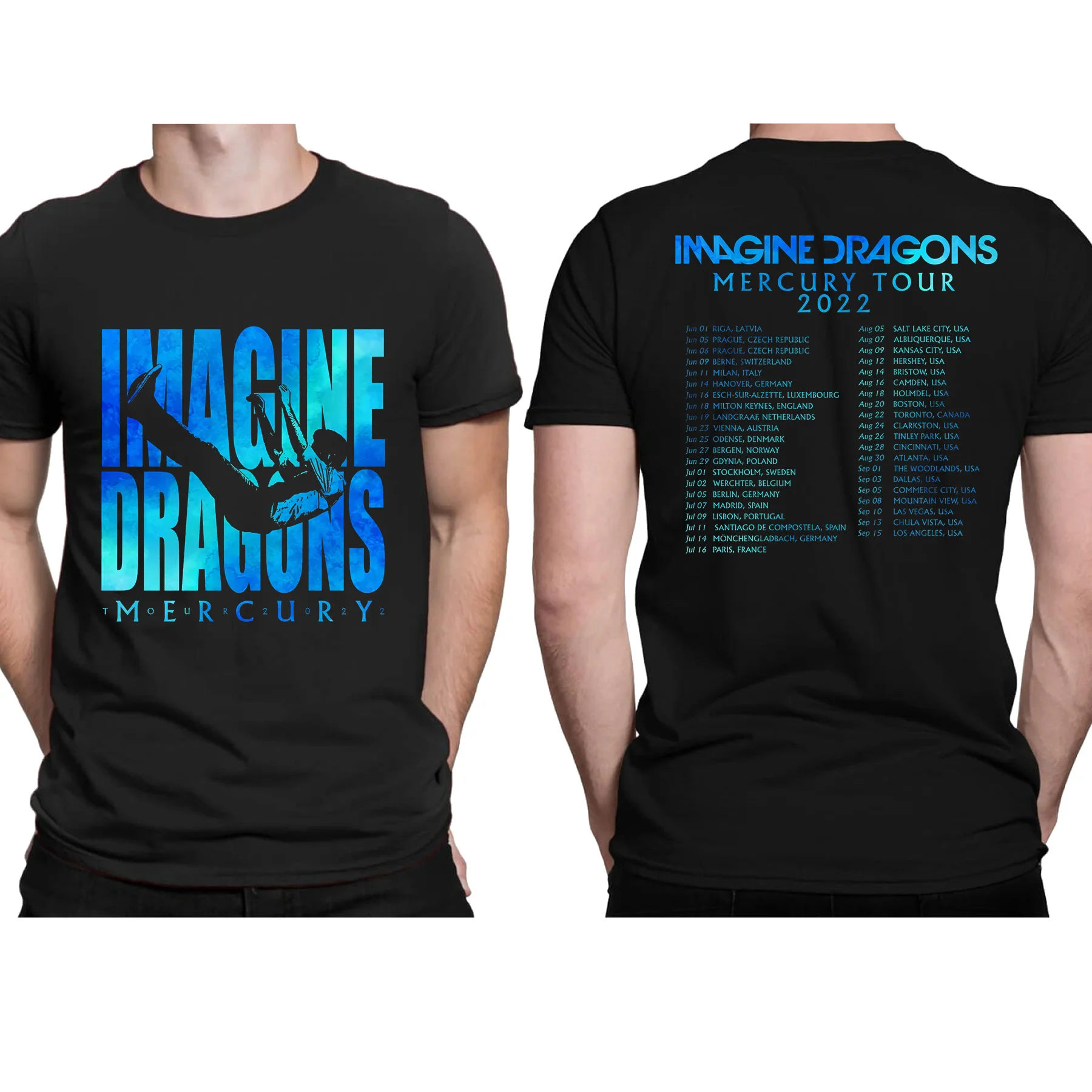 Amazing Tees Maglietta Da Uomo Double-Sided Casual Oversize Imagine Dragons Mercury Tour 2022 T-Shirt Da Uomo Graphic S-3Xl