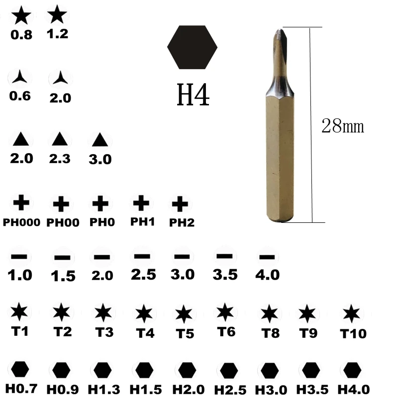 Inserti Per Cacciavite H4 Torx T1 T2 T3 T4 T5 T6 T8 T9 T10 Phillips Hex Pentalobe P5 Per Huawei Macbook Air Pro Iphone7/8/X/Xr/Xs Max