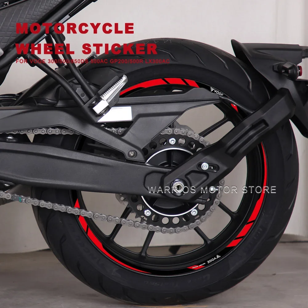 Adesivo Ruota Moto Impermeabile Mozzo Decalcomania Bordo Striscia Nastro Per Voge 300/500/650Ds 500Ac Gp200/500R Lx300Ac