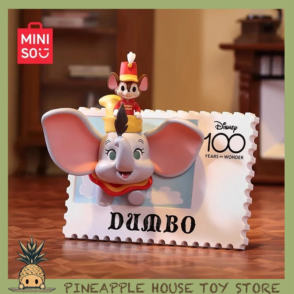 Originale Miniso Disney Blind Box 100Th Anniversary Retro Stamp Mickey Mouse Stitch The Pooh Frigorifero Stickerl Statue Gifts