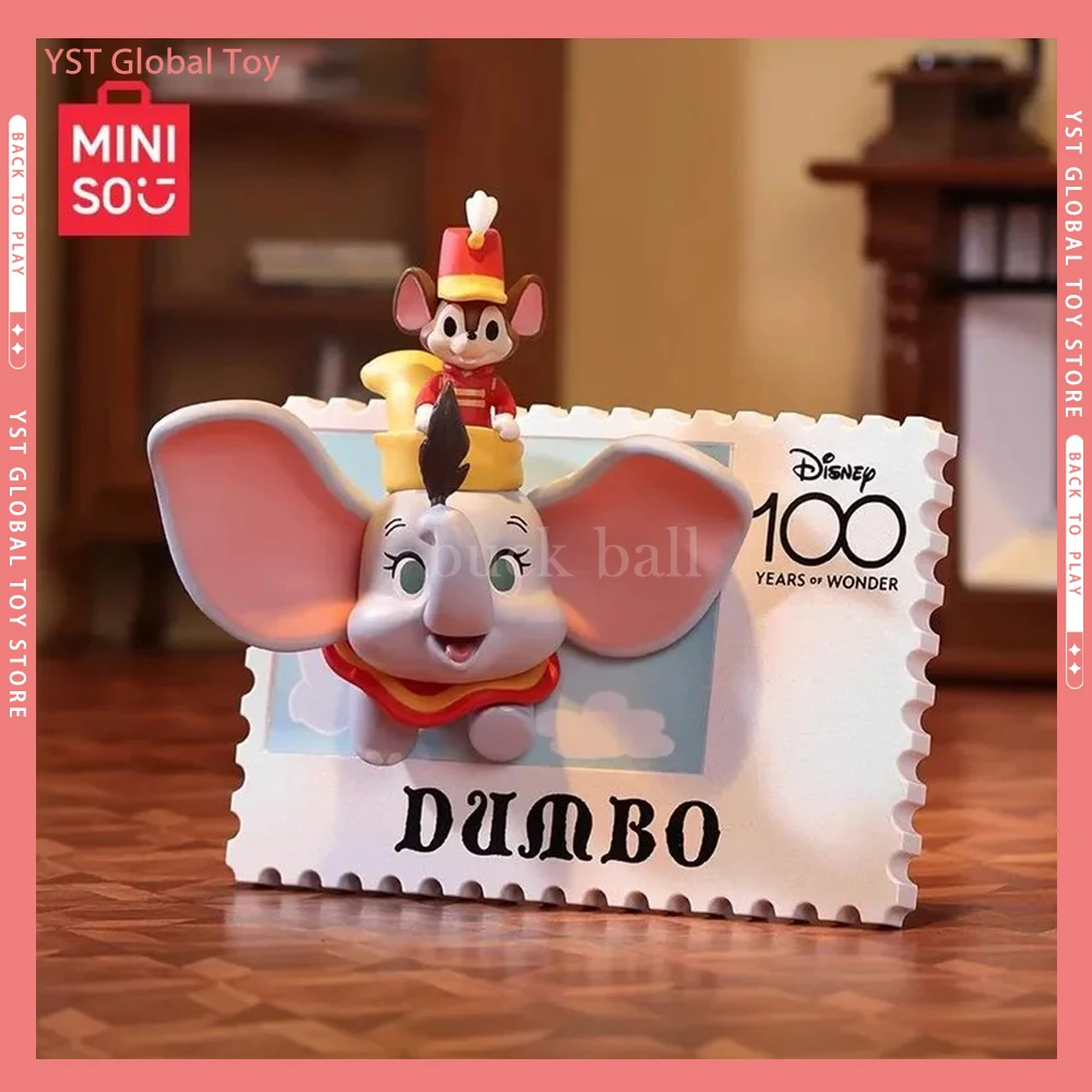 Originale Miniso Blind Box Disney 100Th Anniversary Retro Stamp Mickey Mouse Stitch The Pooh Frigorifero Stickerl Statue Gifts