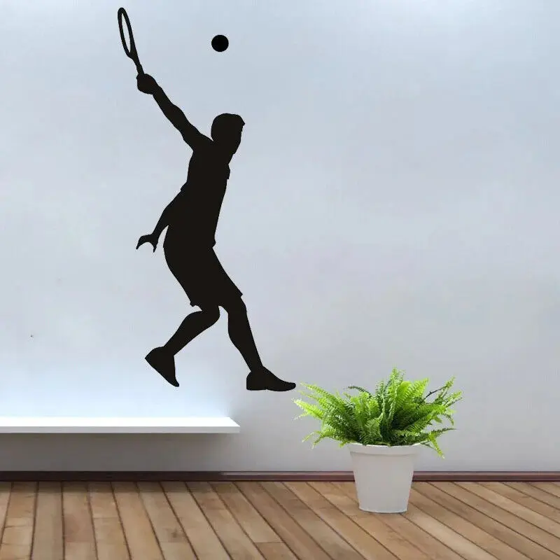 Sport Wall Sticker Tennis Wide Swing Silhouette Tennis Wall Stickers Palestra Sport Decor Art Decalcomanie Decorazione Della Casa Carta Da Parati L026