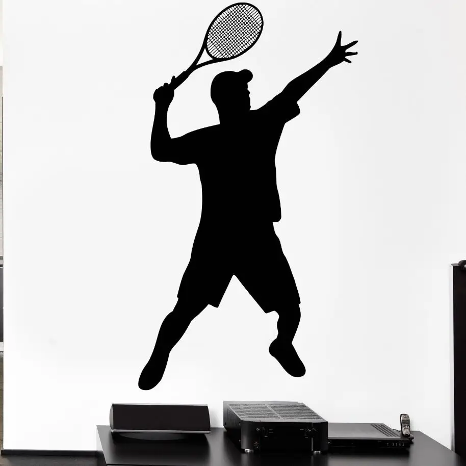 Tennis Sport Adesivo Palla Corte Racchetta Fornitura Gioco Wall Sticker Palestra Decorazione Tennis Sport Palyer Vinile Wall Art Ay1002