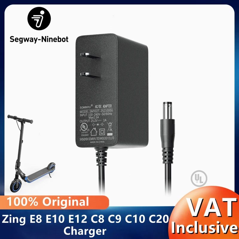 Segway Ninebot Ekickscooter Zing E8 E10 E12 C8 C9 C10 C20 Kids Scooter 100-240V Caricatore Di Alimentazione 25.2V Ac/Dc Ricarica Più Veloce