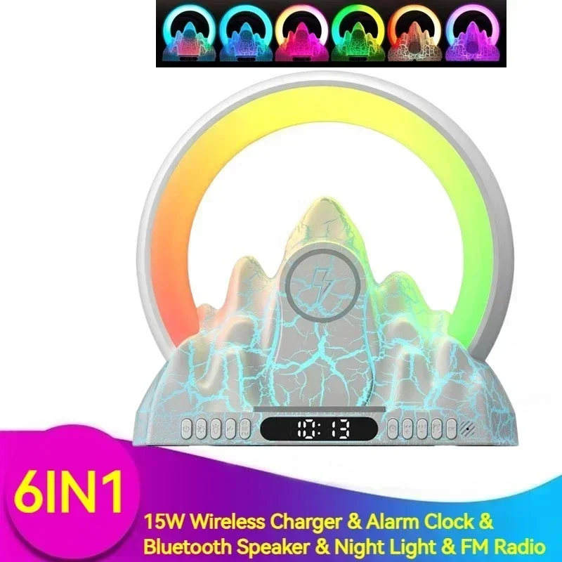 Fiamma Altoparlante Bluetooth Sveglia Sleep Aid Soundbar Fm Radio App Control Rgb Atmosphere Night Light Per Iphone 15 Samsung