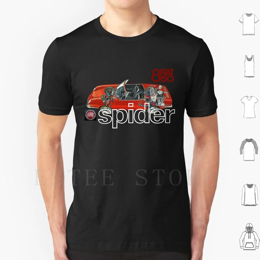 Fiat 850 Spider T Shirt Cotone Uomo Stampa Fai Da Te Fiat 850 Spider X1 9 Sports Coupé Convertibile Italia Italiano 1950S 1960S 1970S 50 S