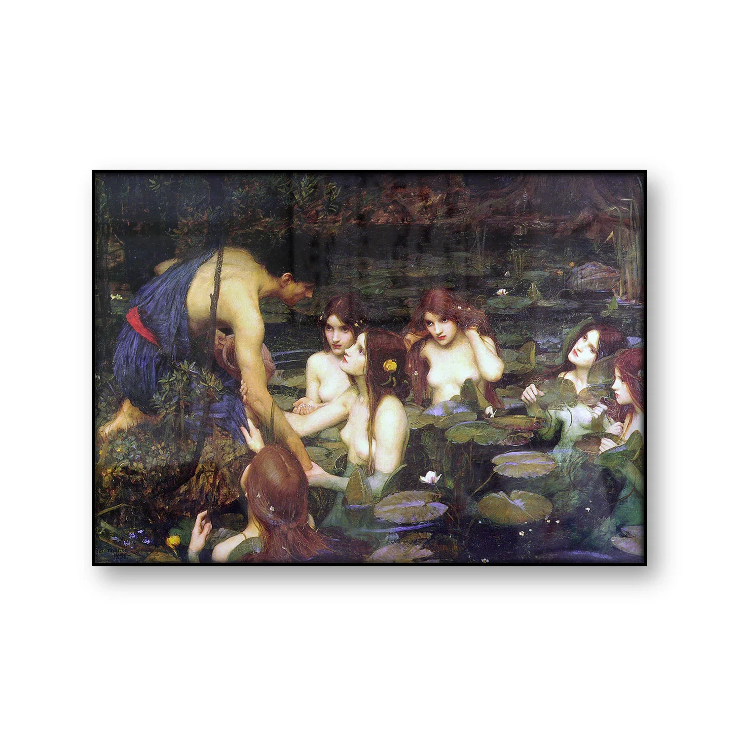 Hylas And The Nymphs John William Waterhouse Poster Vintage Pittura A Olio Riproduzione Retro Wall Art Picture Home Decoration