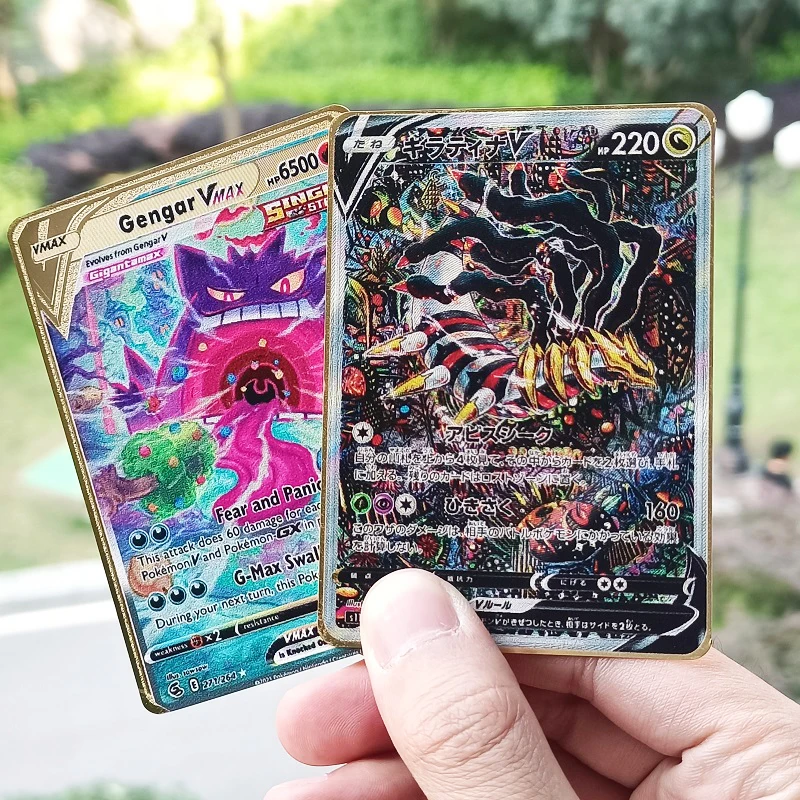 2023 Pokemon Metal Card Anime Gengar Giratina Metal Golden Cards Charizard Evolution Battle Games Collection Cards Kids Toy Gift