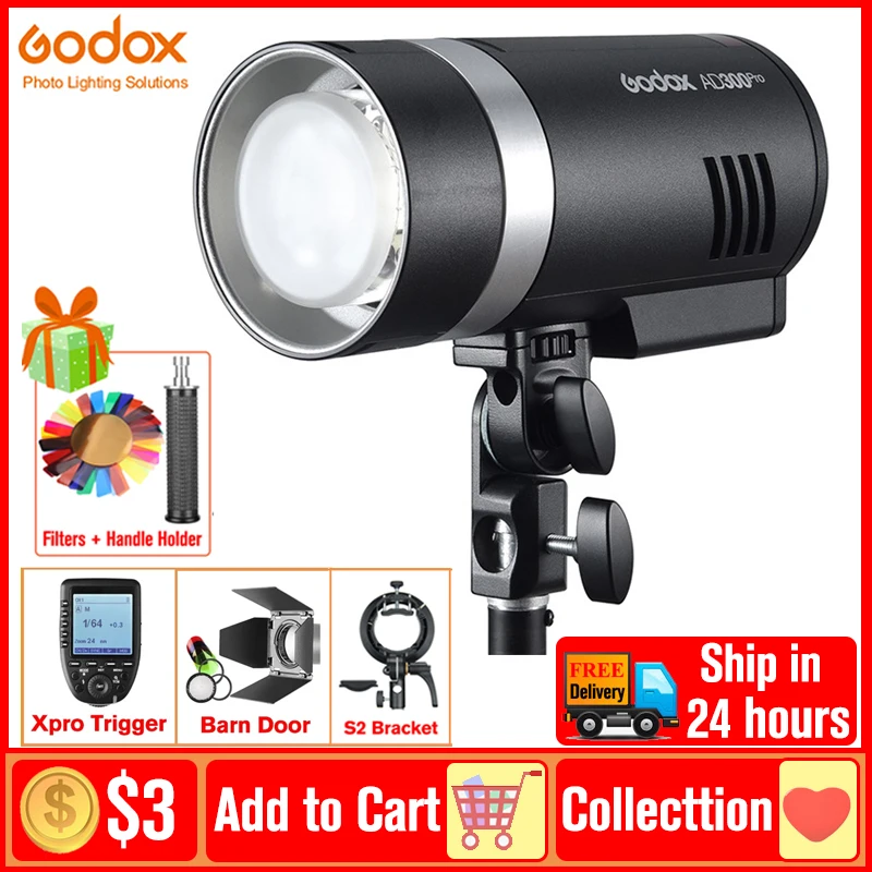 Godox Ad300Pro Ad300 Pro Ttl Hss Pocket Flash Outdoor Speedlite Light Kit Per Canon Nikon Sony Fuji Olympus Panasonic Pentax