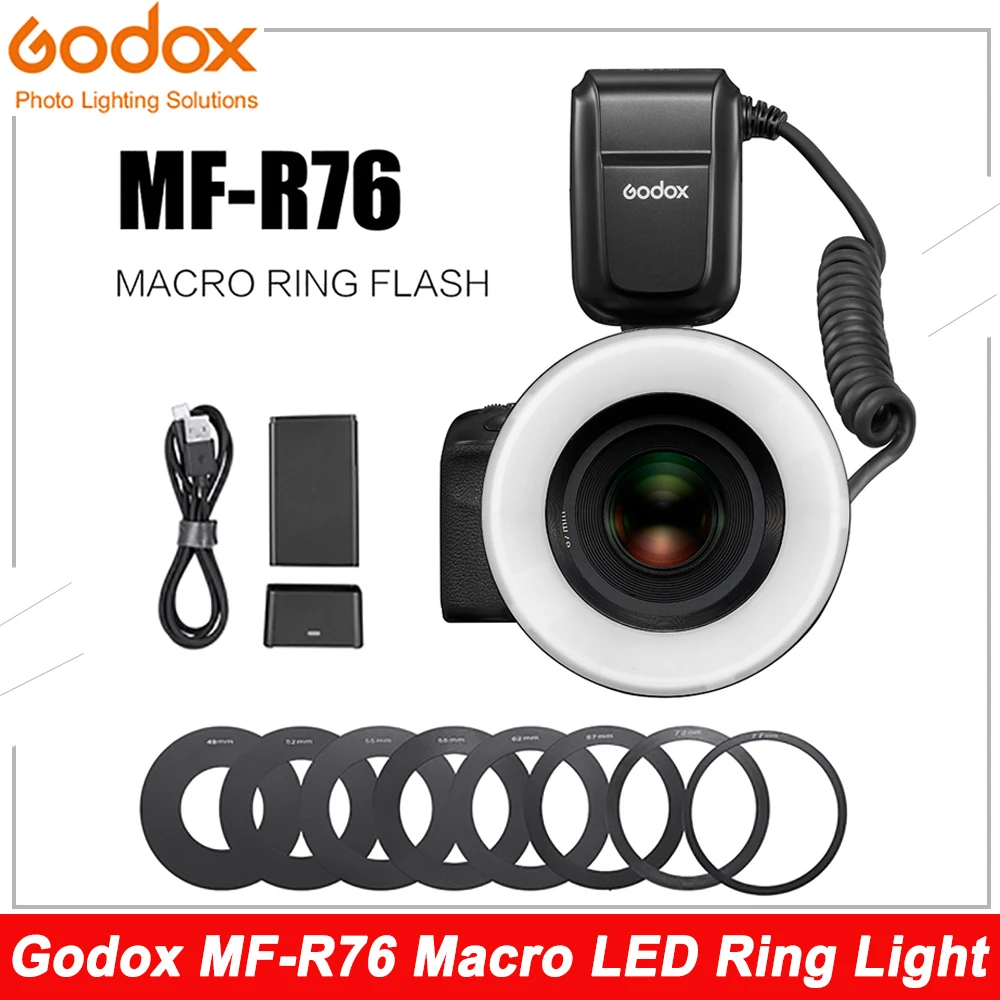 Flash Ring Godox Mf R76 Mf-R76 Ring76 Macro Led Ring Speedlite Light Per Sony Canon Nikon Camera 5D 6D 7D 60D 70D 80D D850 A7Miv