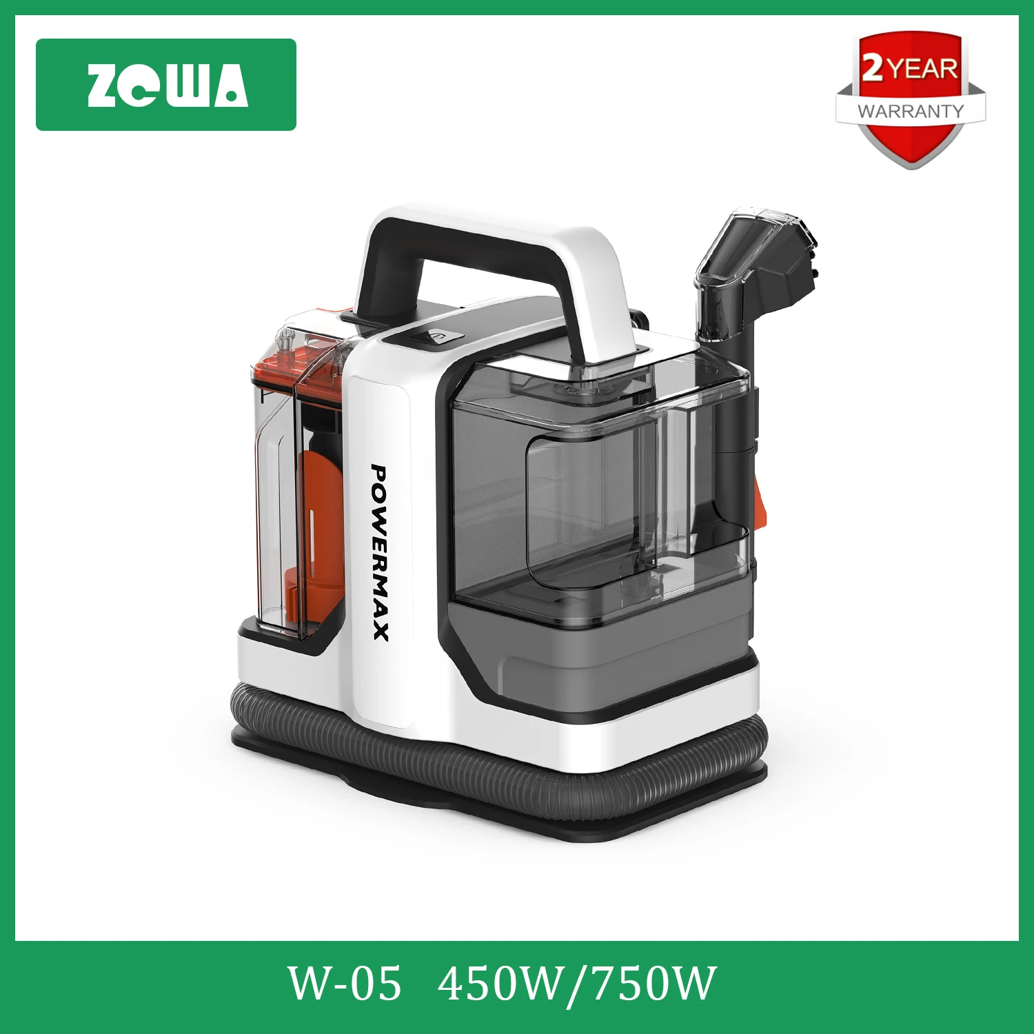 Zcwa Handheld Carpet Cleaner 15Kpa 450W/750W Spot Cleaner Aspirapolvere Spray Aspirazione Macchina Integrata Clean Machine