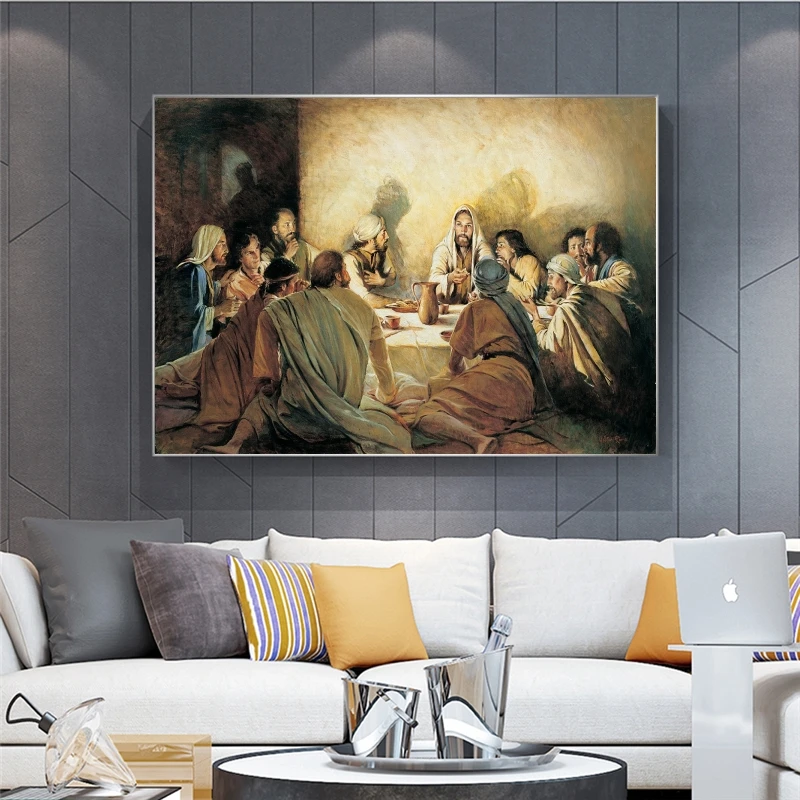 L'Ultima Cena Da Vinci Famosa Pittura A Olio Su Tela Gesù Poster Religiosi E Stampe Immagine Da Parete Per La Decorazione Del Soggiorno