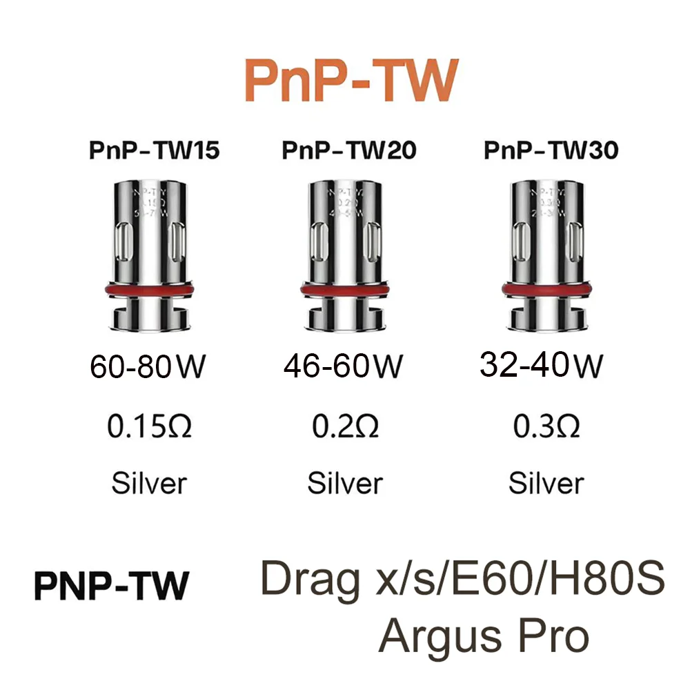 Oem 5Pcs Pnp Coil Tw15 Tw20 Tw30 0.15Ohm Mesh Tw Bobine Per Drag S X Argus Pro Drag E60 H80S Pnp Vinci Pods Kit