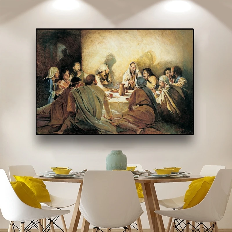 L'Ultima Cena Da Vinci Famosa Pittura A Olio Su Tela Gesù Poster Religiosi E Stampe Immagine Da Parete Per La Decorazione Del Soggiorno