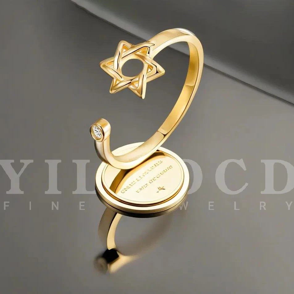 Yiluocd Vintage Star Of David Anello Per Le Donne Magen David Wiccan Amuleto Anelli Regolabili Gioielli Esagramma Ebraico