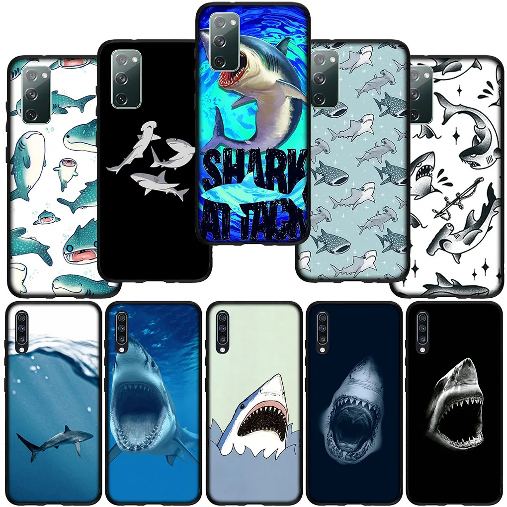 Black Shark Soft Cover Per Samsung Galaxy S23 S22 S21 S20 Fe Ultra S8 Plus A21S A71 A12 A13 S7 Custodia Per Telefono
