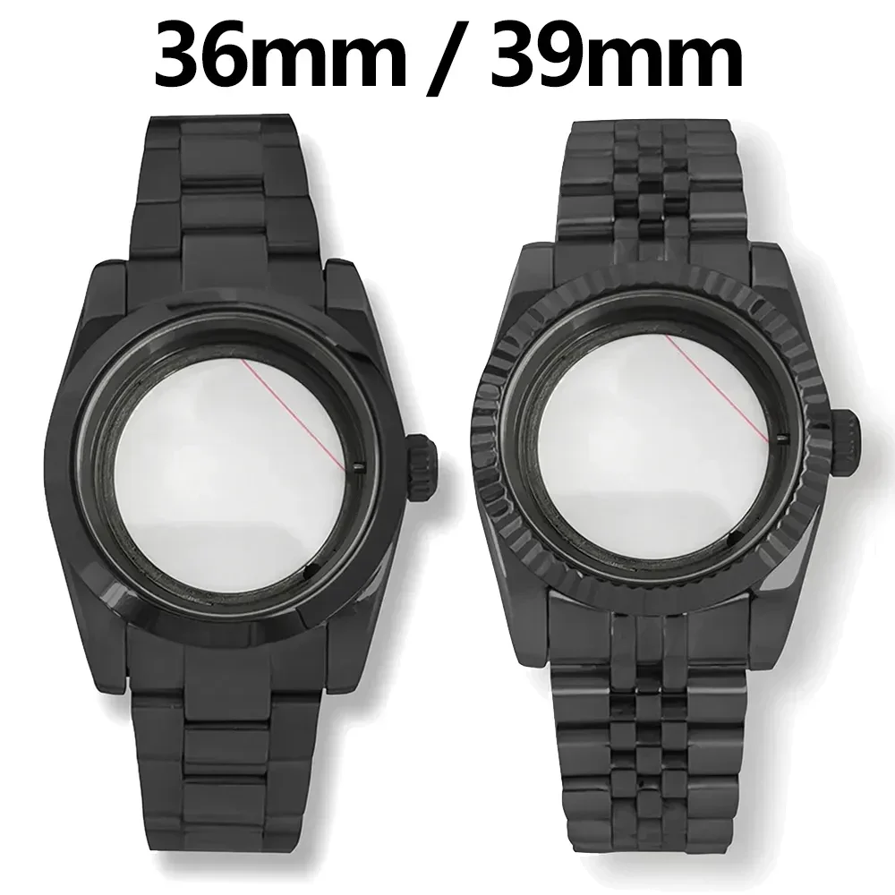 39/36Mm Oyster Perpetual Sapphire Glass Watch Case Full Sand Strap Cover Posteriore Trasparente Custodia Nera Per Movimento Nh35 Nh36 Nh70