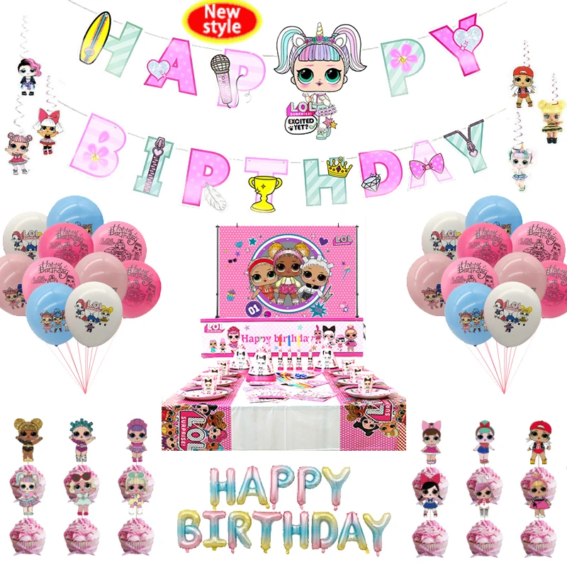 New Lol Solutions Party Supplie Lol Omg Theme Birthday Party Decoration Kid Girl Party Supplies Party Balloon Stoviglie