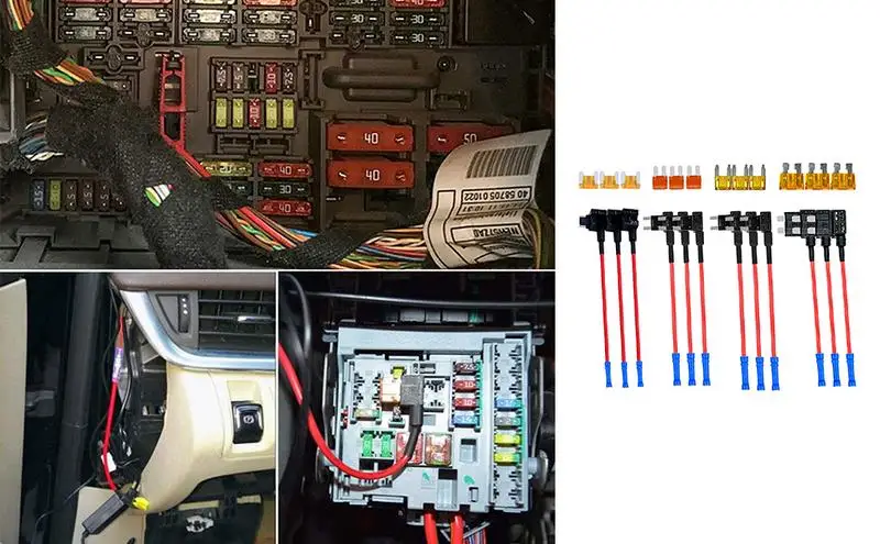Kit Portafusibili 12V Add-A-Circuit Mini Atc Fuse Tap Adapter Set Con Fusibili Kit Supporti A Doppio Slot Per Auto Camion Suv Rvs 24 Pezzi