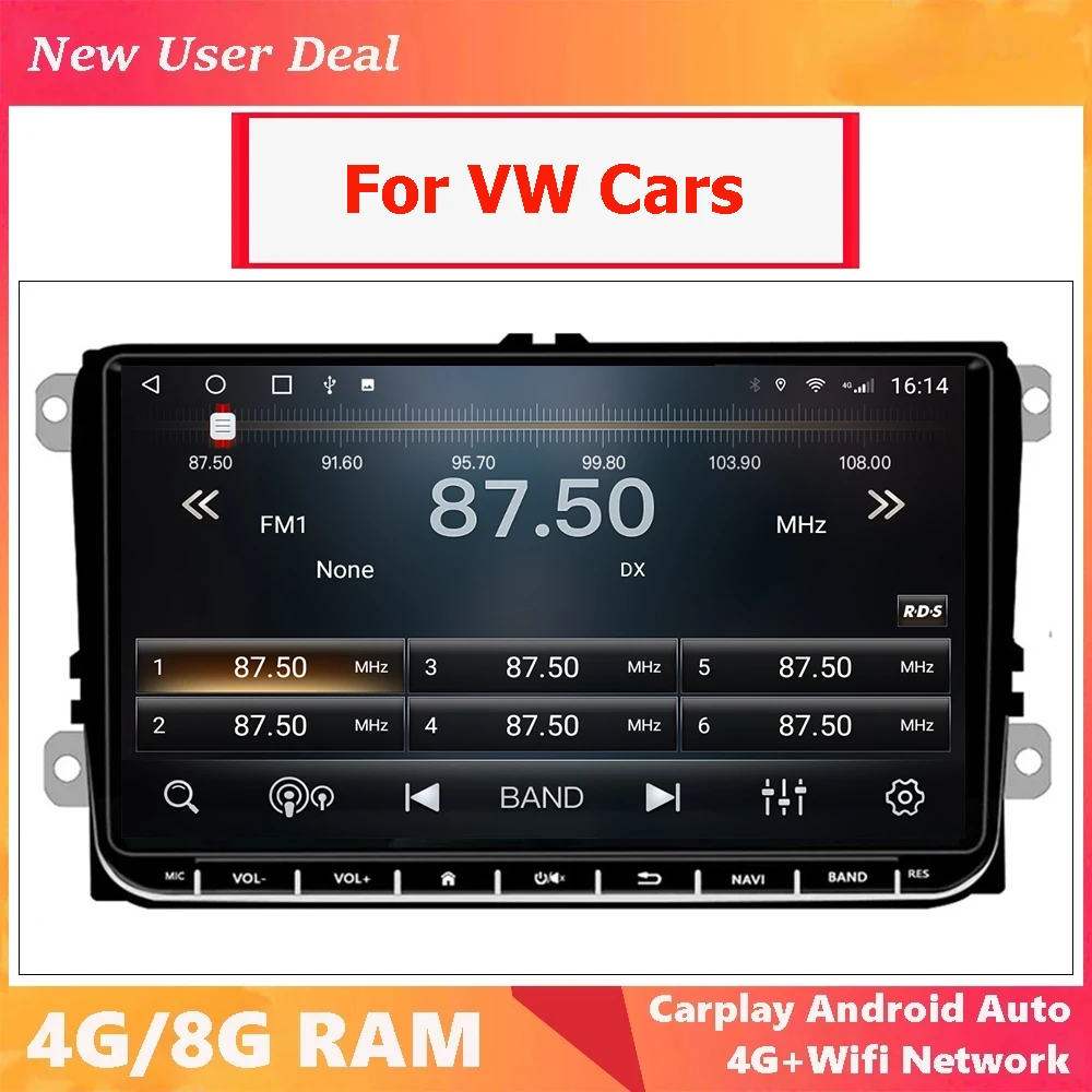 Car Multimedia Player Head Unit Android 12.0 Radio Carplay Per Vw Scirocco Golf Transporter Jetta Touran Bora Sharan Eos