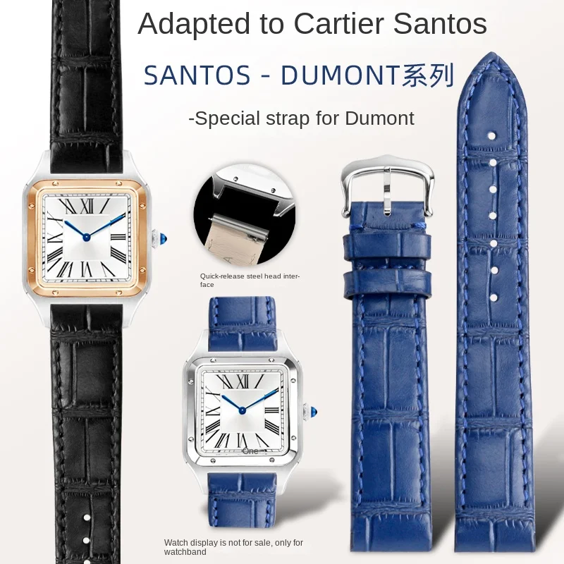 Cinturino Speciale A Sgancio Rapido Per Cartier Santos Dumont Series Wssa0022 W2Sa0011 Cinturino Con Fibbia In Pelle Bovina A Sgancio Rapido Nero 17.5